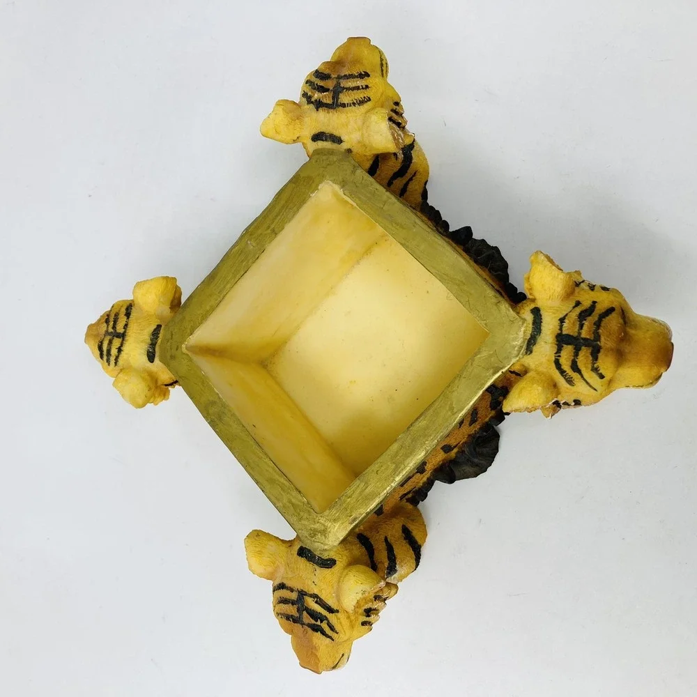 Four Headed LION/BENGAL/TIGER Resin‎ Jewelry Trinket Box Keepsake Lion